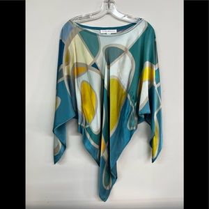 Lesley Evers Multicolor Patterned Size Large Silk Shawl
